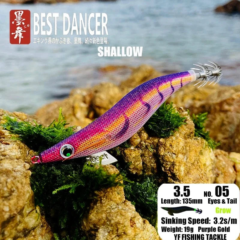 China China 05 19GRAM SHALLOW / 135mm / CHINA FUKUSHIMA 3.5 SQUID JIGS EGI LURE FISHING WOOD SHRIMP BAIT CUTTLEFISH OCTOPUS GLOW SOUND SHARP HOOKS  SILK SKIN 19GRAMS SHALLOW