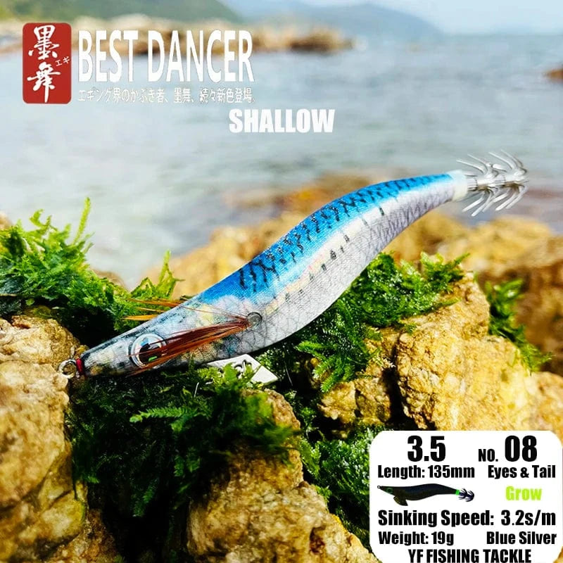 China China 08 19GRAM SHALLOW / 135mm / CHINA FUKUSHIMA 3.5 SQUID JIGS EGI LURE FISHING WOOD SHRIMP BAIT CUTTLEFISH OCTOPUS GLOW SOUND SHARP HOOKS  SILK SKIN 19GRAMS SHALLOW