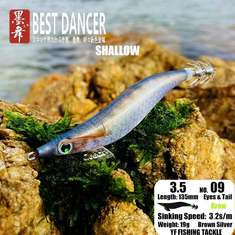 China China 09 19GRAM SHALLOW / 135mm / CHINA FUKUSHIMA 3.5 SQUID JIGS EGI LURE FISHING WOOD SHRIMP BAIT CUTTLEFISH OCTOPUS GLOW SOUND SHARP HOOKS  SILK SKIN 19GRAMS SHALLOW