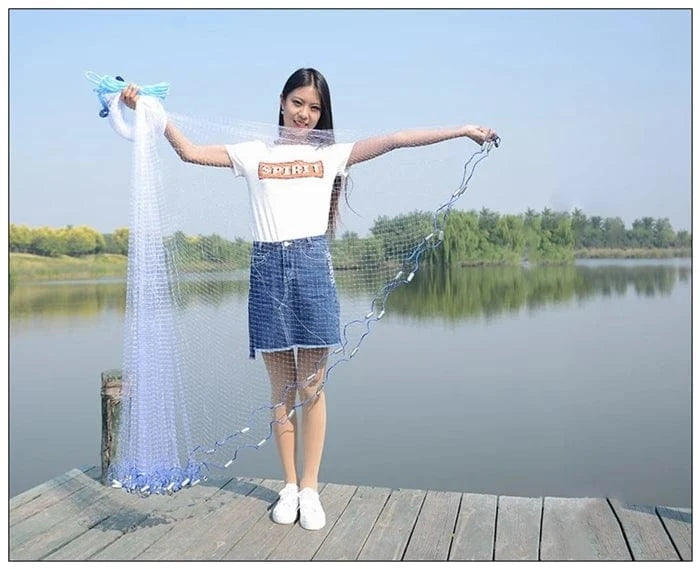 China China 1.2-3.6m With Sinker or Without Sinker Catch Fishing Net USA Cast Nets Water Hand Throw Fly Fish Network Small Grid Tool