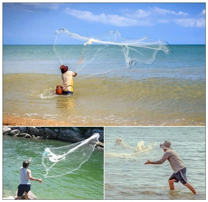 China China 1.2-3.6m With Sinker or Without Sinker Catch Fishing Net USA Cast Nets Water Hand Throw Fly Fish Network Small Grid Tool