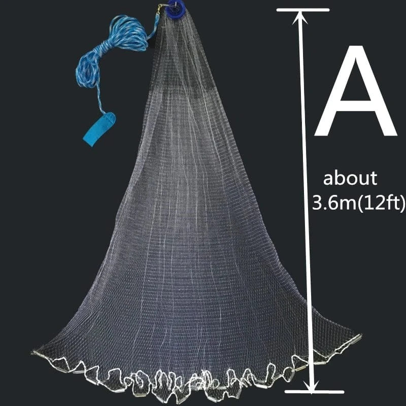China China 1.2-3.6m With Sinker or Without Sinker Catch Fishing Net USA Cast Nets Water Hand Throw Fly Fish Network Small Grid Tool