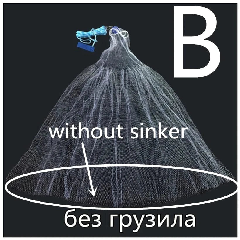 China China 1.2-3.6m With Sinker or Without Sinker Catch Fishing Net USA Cast Nets Water Hand Throw Fly Fish Network Small Grid Tool