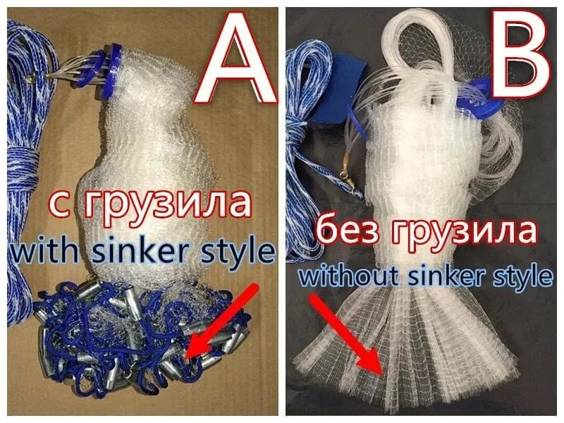China China 1.2-3.6m With Sinker or Without Sinker Catch Fishing Net USA Cast Nets Water Hand Throw Fly Fish Network Small Grid Tool