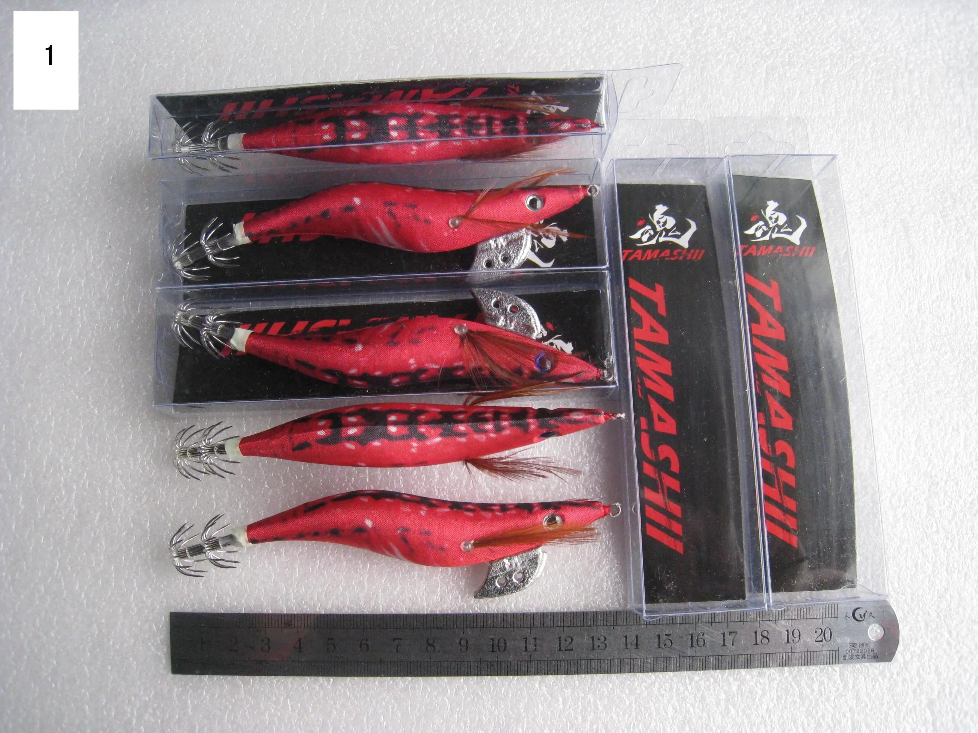 China China 1 / 2.5 20pcs 3.5#   squid jigs  (13.5cm  20g)squid hook fishing lure ,jig bait, wood shrimp.fishingtackle .