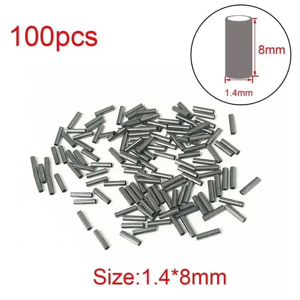 China China 1.4 x 8mm 100pcs/Lot 1.0mm-2.8mm Sea Fishing Accessories Line Tube Copper Fishing Line Aluminum Crimp Sleeve Copper Tube