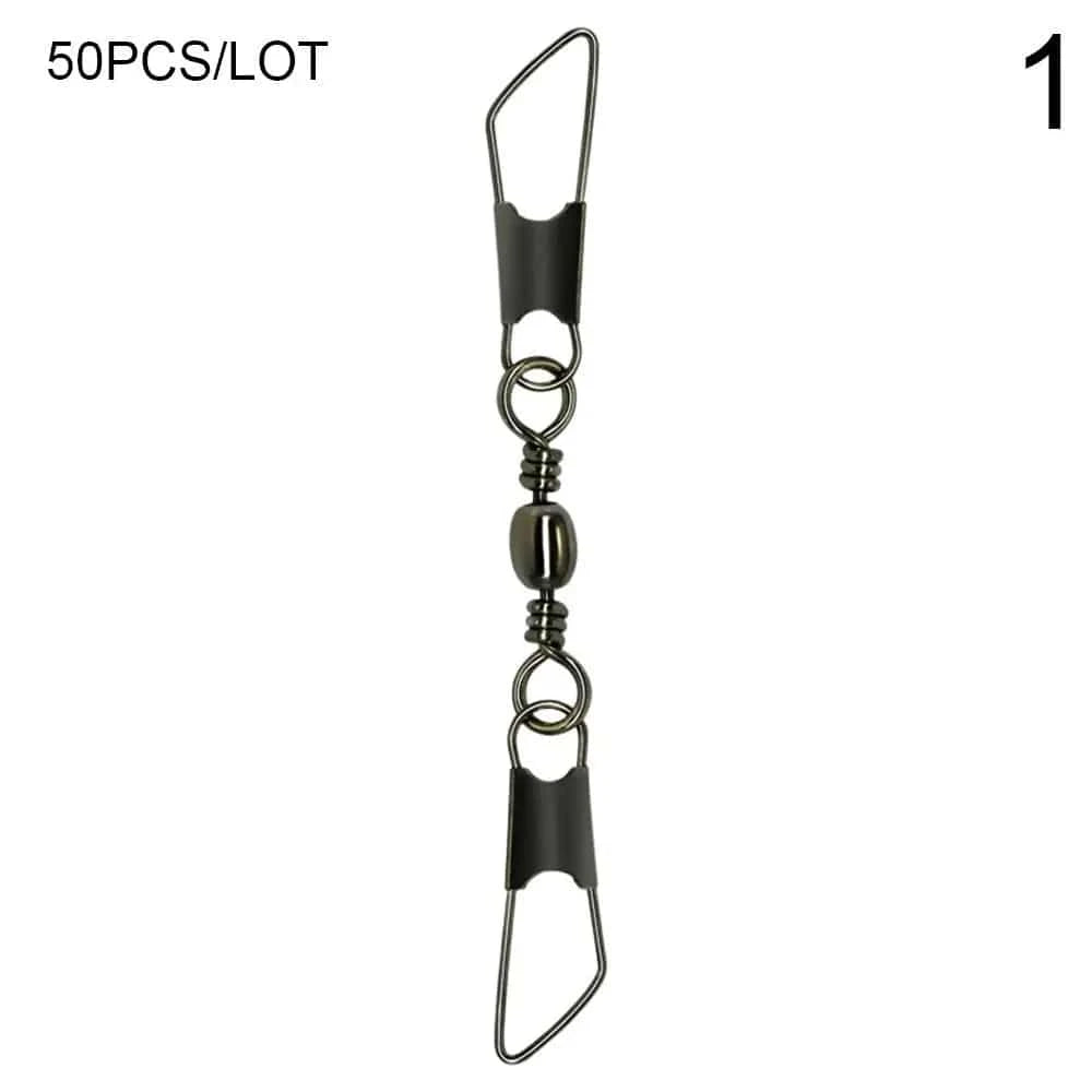 China China 1 50pcs Rolling Swivel with Hanging Snap Fishing Tackle Fishhooks Connector Fishing Tools