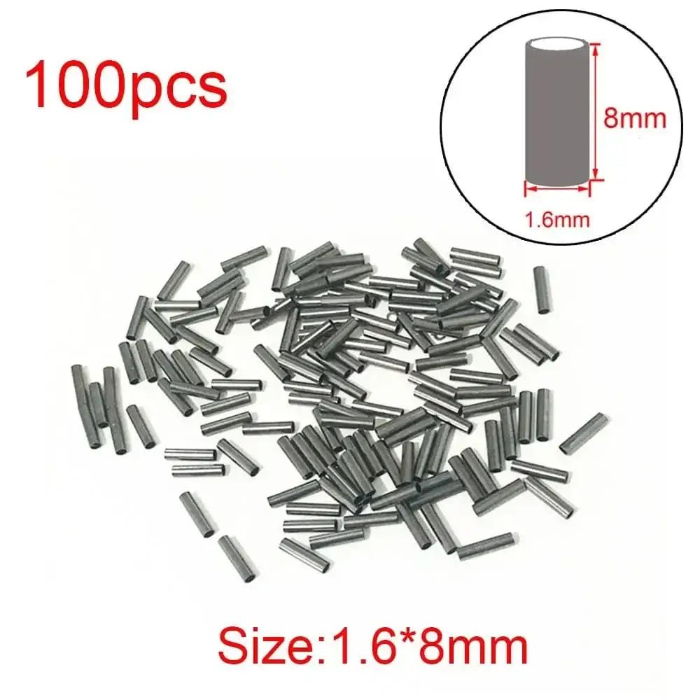 China China 1.6 x 8mm 100pcs/Lot 1.0mm-2.8mm Sea Fishing Accessories Line Tube Copper Fishing Line Aluminum Crimp Sleeve Copper Tube
