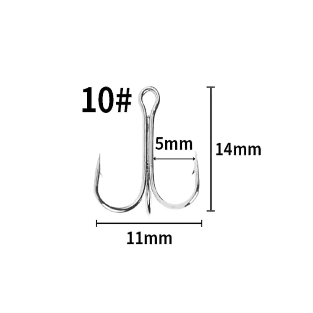 China China 10 10Pcs  Fishing Hooks Fishing Tackle Carbon Steel Barbed Sharp Triple Fishhook Sea Accessories With Feather