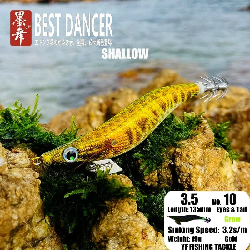 China China 10 19GRAM SHALLOW / 135mm / CHINA FUKUSHIMA 3.5 SQUID JIGS EGI LURE FISHING WOOD SHRIMP BAIT CUTTLEFISH OCTOPUS GLOW SOUND SHARP HOOKS  SILK SKIN 19GRAMS SHALLOW