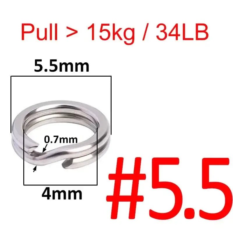 China China 100 pcs 5.5 100 pcs Stainless Steel Fishing Split Ring Oval Split Double Ring Connector Fishing Accessories For Fishing Snap Lure Hook