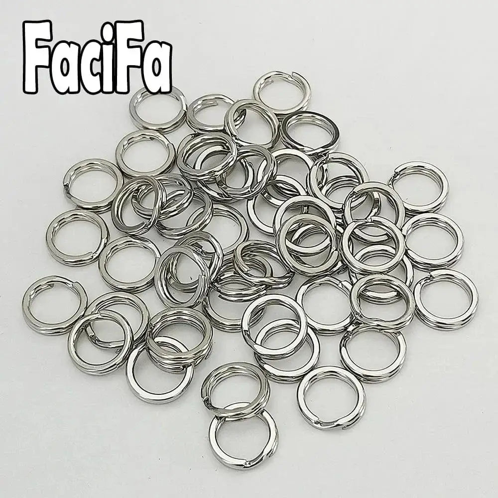 China China 100 pcs Stainless Steel Fishing Split Ring Oval Split Double Ring Connector Fishing Accessories For Fishing Snap Lure Hook