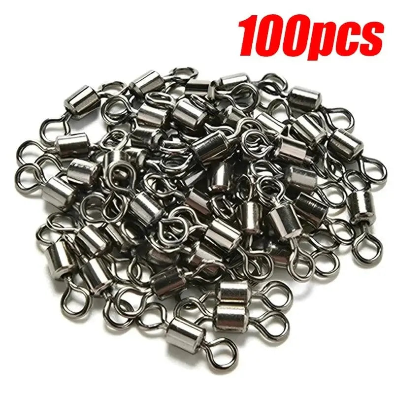 China China 100Pcs 50/100pcs Bearing Swivel Fishing Connector Stainless Steel Carp Fishing Accessories Snap Fishhook Lure Solid Ring Swivel Tackle