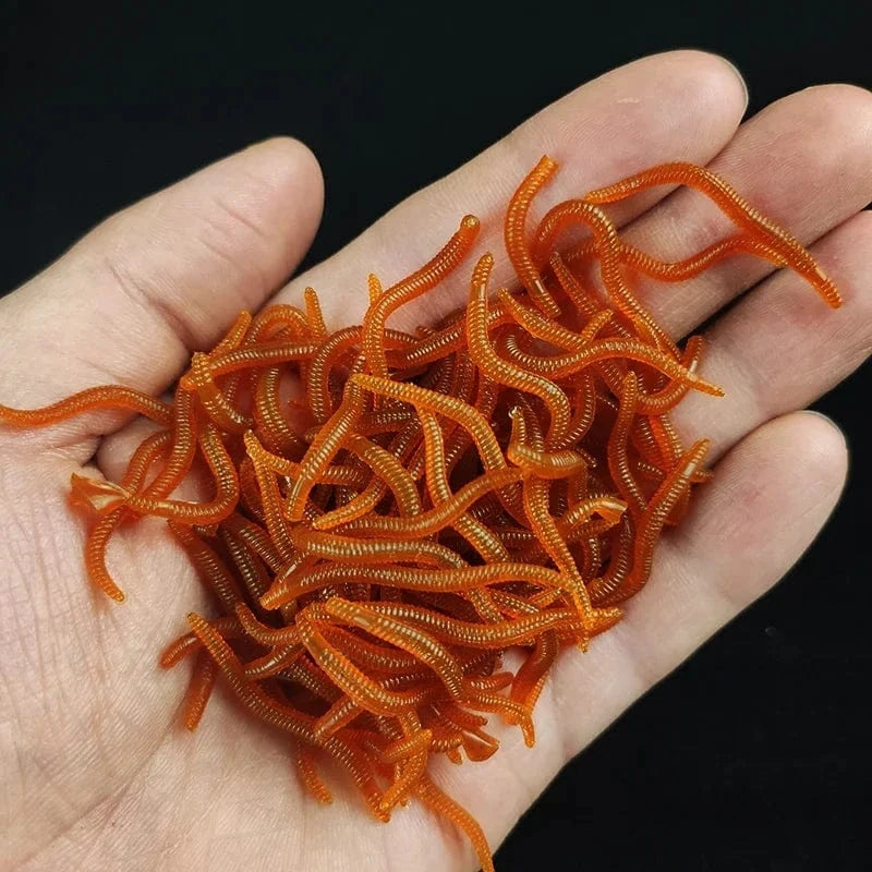 China China 100pcs brown3.5cm 20PCS-100pcs Lifelike Red Worm Soft Lure Earthworm Ice Winter Fishing Silicone Artificial Bait Fishy Shrimp Additive Bass Carp