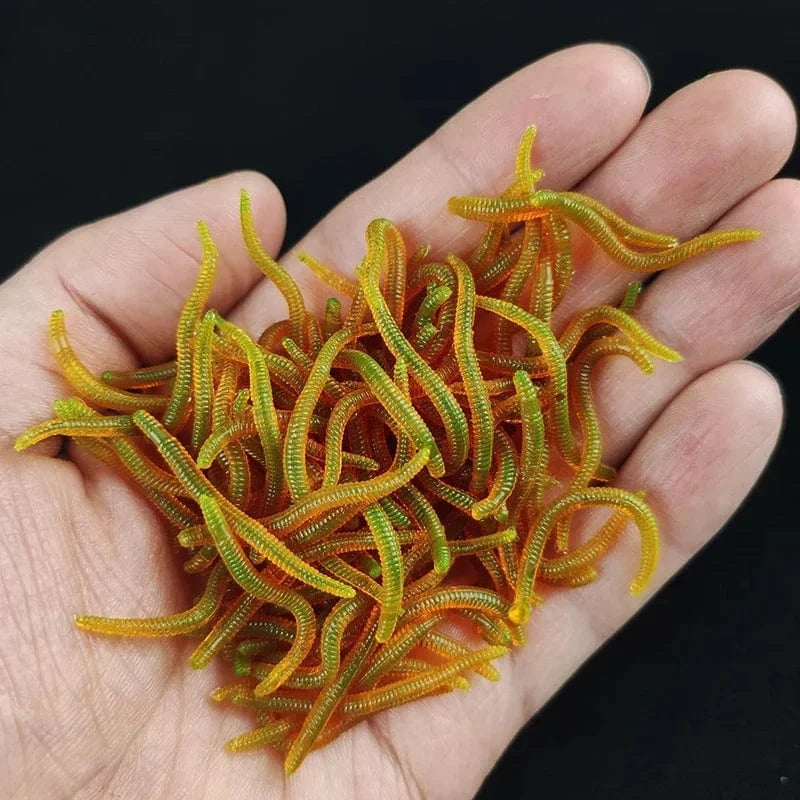 China China 100pcs Green br3.5cm 20PCS-100pcs Lifelike Red Worm Soft Lure Earthworm Ice Winter Fishing Silicone Artificial Bait Fishy Shrimp Additive Bass Carp