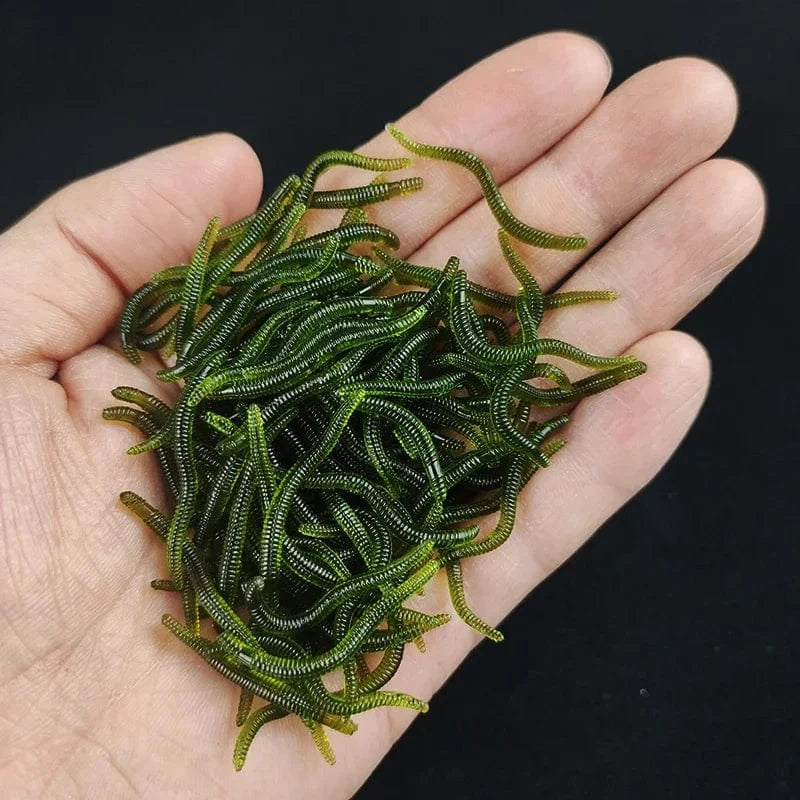 China China 100pcs green3.5cm 20PCS-100pcs Lifelike Red Worm Soft Lure Earthworm Ice Winter Fishing Silicone Artificial Bait Fishy Shrimp Additive Bass Carp