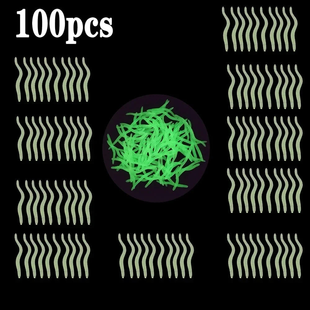 China China 100pcs luminous3.5cm 20PCS-100pcs Lifelike Red Worm Soft Lure Earthworm Ice Winter Fishing Silicone Artificial Bait Fishy Shrimp Additive Bass Carp