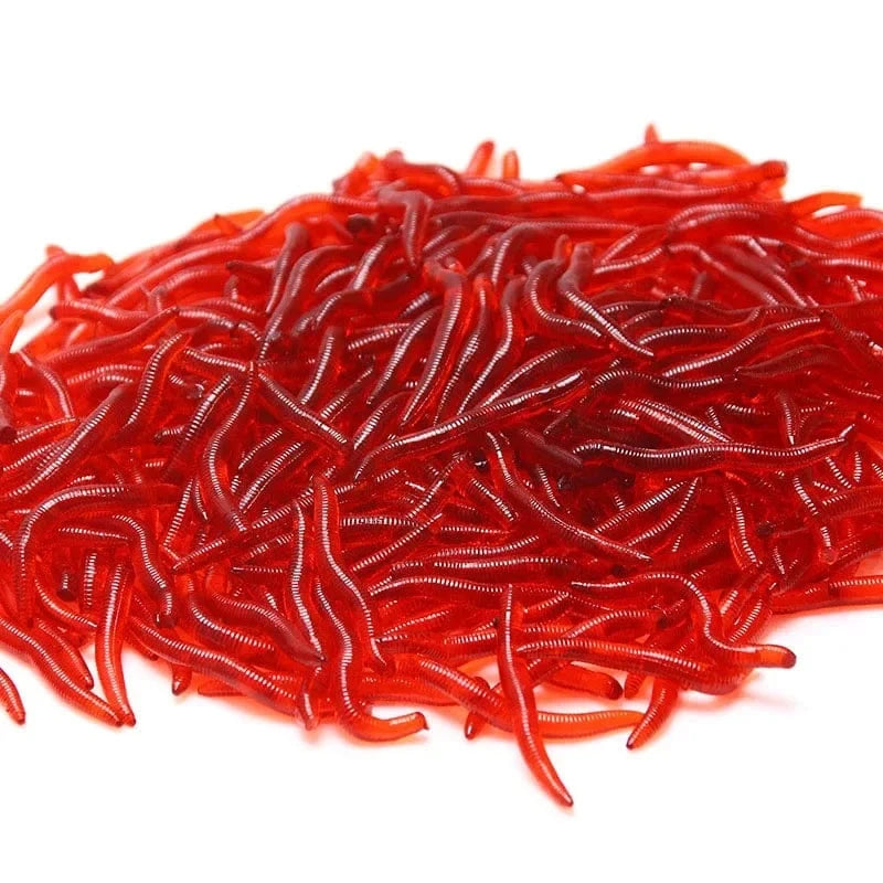 China China 100pcs red3.5cm 20PCS-100pcs Lifelike Red Worm Soft Lure Earthworm Ice Winter Fishing Silicone Artificial Bait Fishy Shrimp Additive Bass Carp