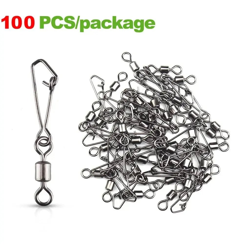 China China 100PCS / Size10 20mm 11kg XIAOSHU 10-50PCS Pike Fishing Accessories Connector Pin Bearing Rolling Swivel Stainless Steel Snap Fishhook Lure Swivels Tackle