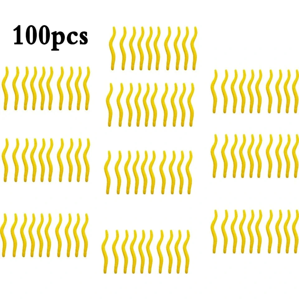 China China 100pcs yellow3.5cm 20PCS-100pcs Lifelike Red Worm Soft Lure Earthworm Ice Winter Fishing Silicone Artificial Bait Fishy Shrimp Additive Bass Carp