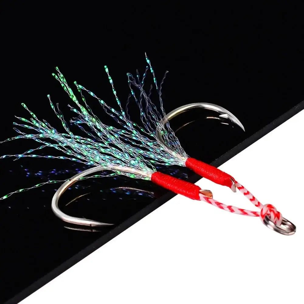 China China 10p fishing hook fixture with double pairs of hook spines, feather accessories, high carbon steel fishing bait, fishing supplies