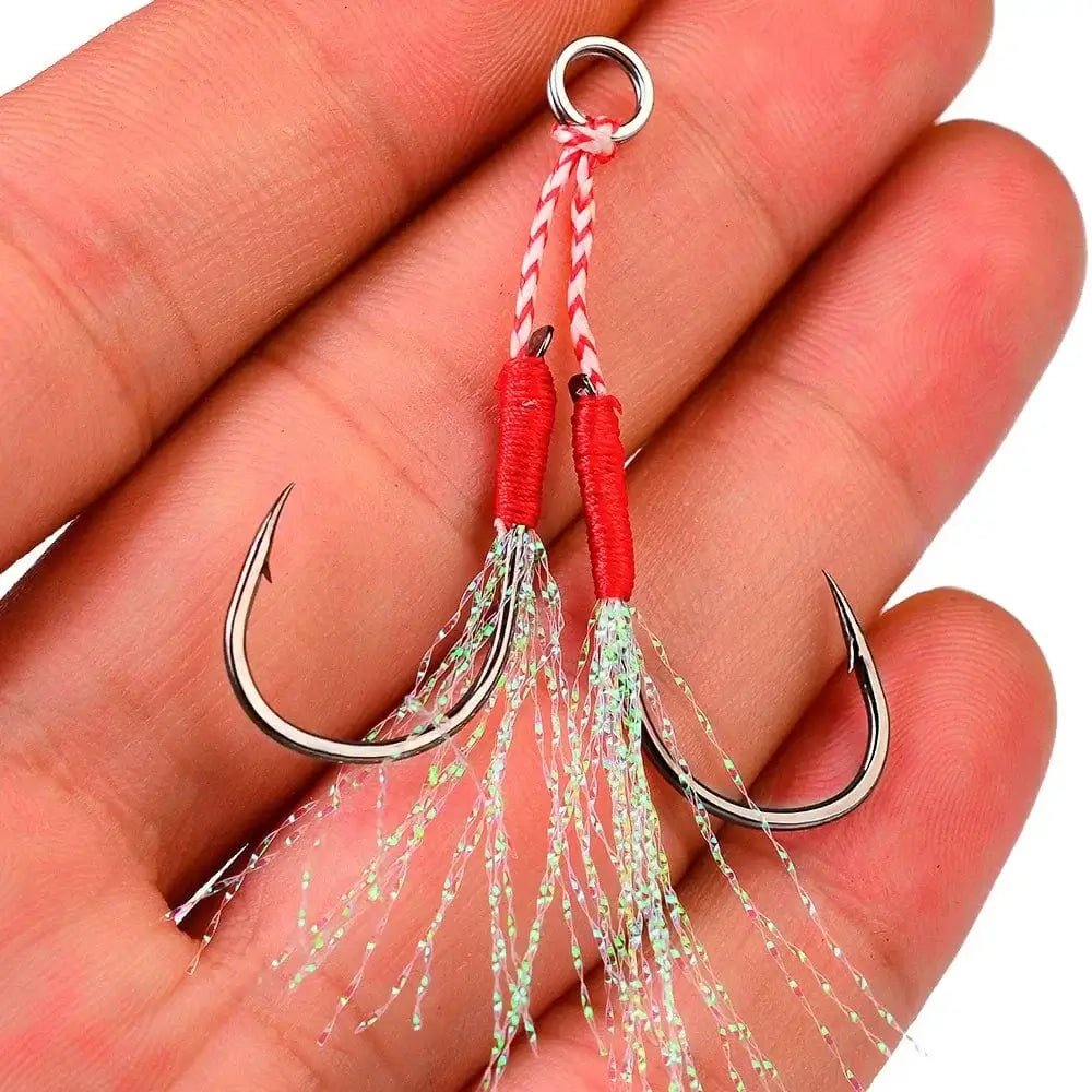 China China 10p fishing hook fixture with double pairs of hook spines, feather accessories, high carbon steel fishing bait, fishing supplies