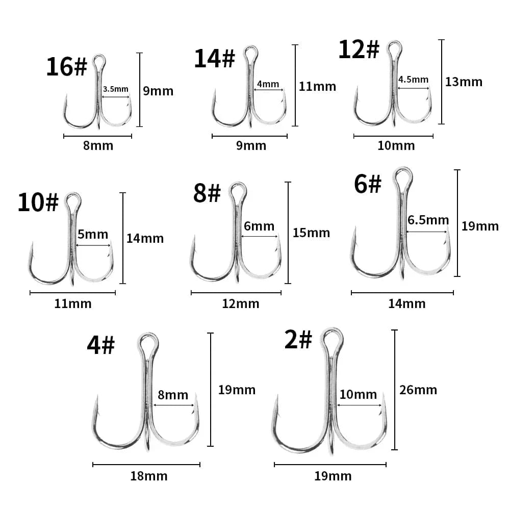 China China 10Pcs  Fishing Hooks Fishing Tackle Carbon Steel Barbed Sharp Triple Fishhook Sea Accessories With Feather
