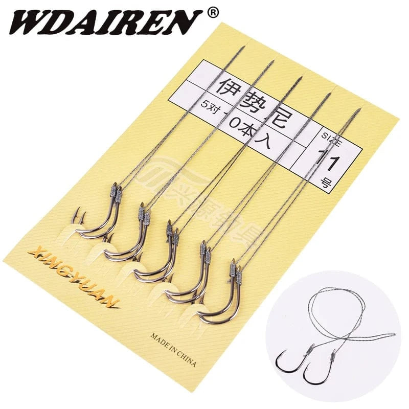 China China 10Pcs/Lot Fishing Hook Crank String Japan Series Hooks group Freshwater Catch Barbed Tackle Single Black Nickel Color Sabiki