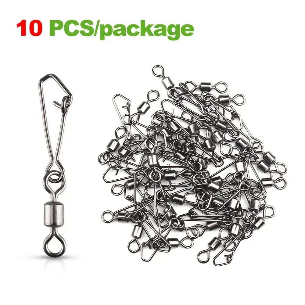 China China 10PCS / Size12 17mm 8kg XIAOSHU 10-50PCS Pike Fishing Accessories Connector Pin Bearing Rolling Swivel Stainless Steel Snap Fishhook Lure Swivels Tackle