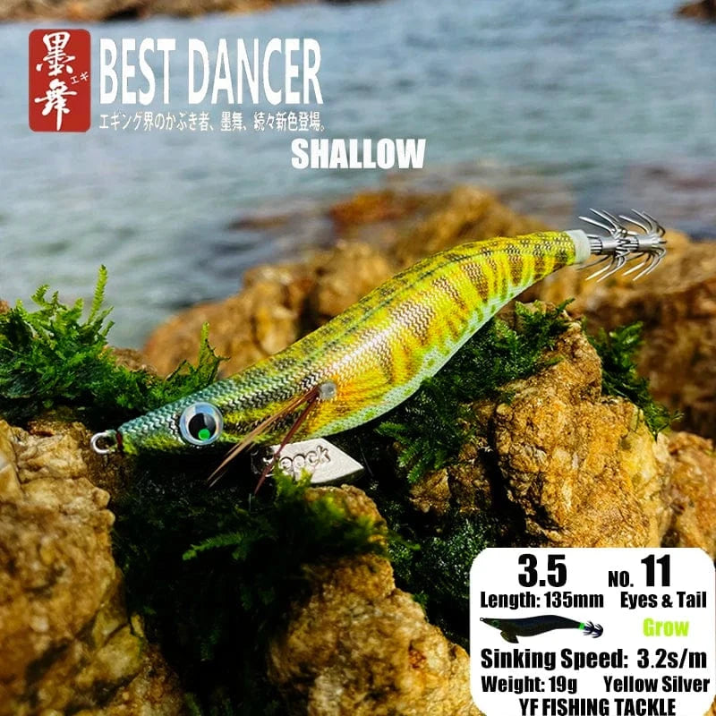 China China 11 19GRAM SHALLOW / 135mm / CHINA FUKUSHIMA 3.5 SQUID JIGS EGI LURE FISHING WOOD SHRIMP BAIT CUTTLEFISH OCTOPUS GLOW SOUND SHARP HOOKS  SILK SKIN 19GRAMS SHALLOW