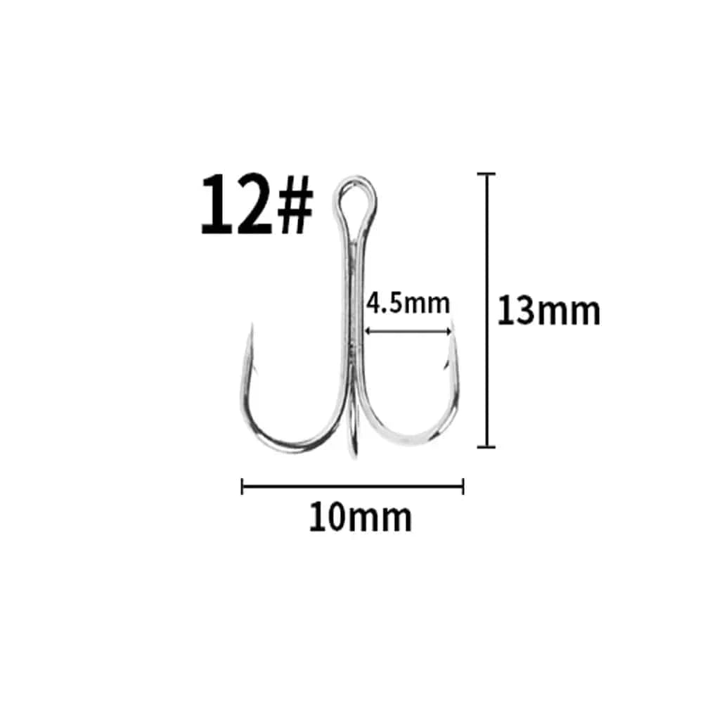 China China 12 10Pcs  Fishing Hooks Fishing Tackle Carbon Steel Barbed Sharp Triple Fishhook Sea Accessories With Feather
