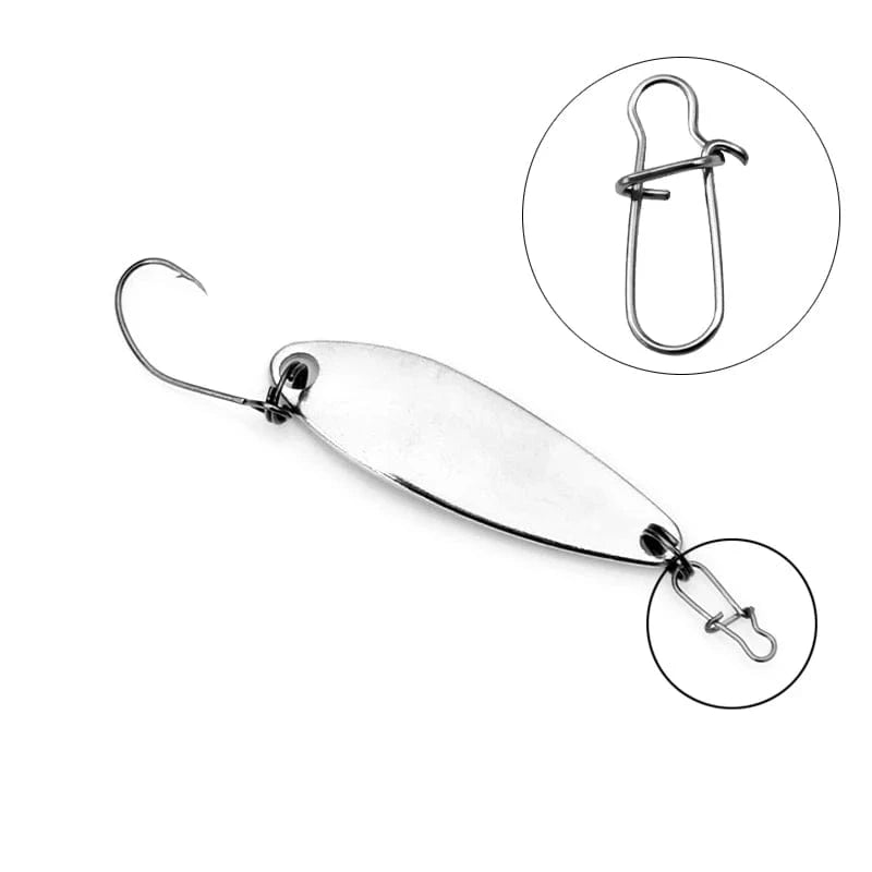 China China 120 pcs 1 box 120pcs/box 6 Size Snap Stainless Steel Hook Lock Pin Swivel Solid Ring Safety Snaps Fishing Hooks Connector Fishing Tackle Tool