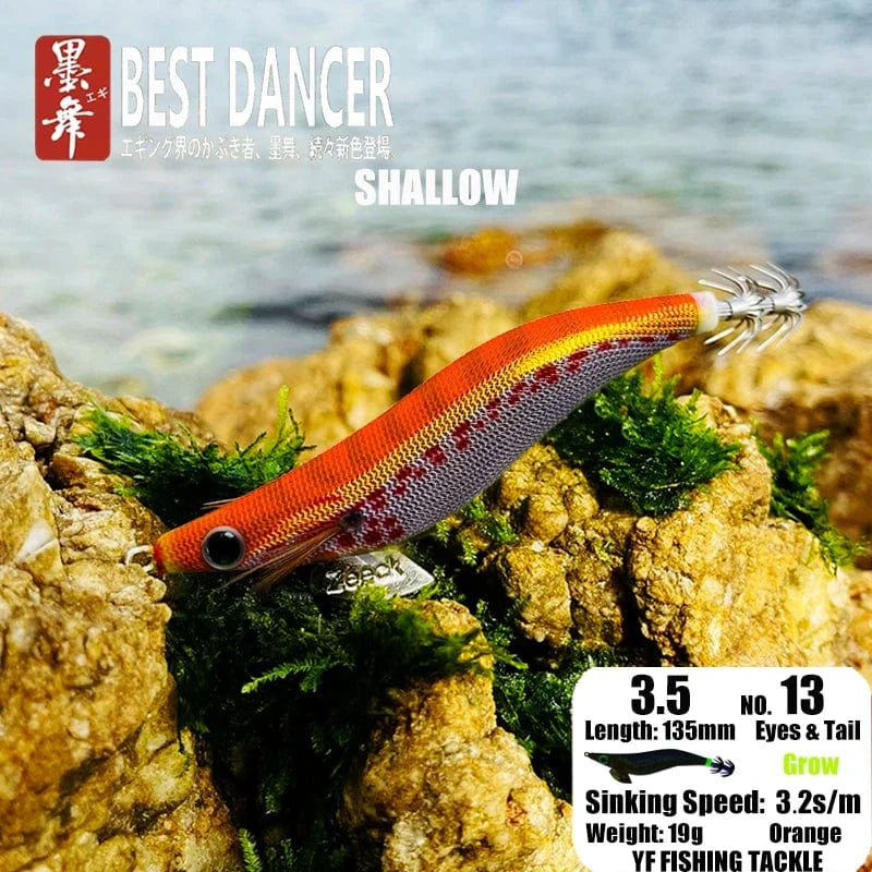 China China 13 19GRAM SHALLOW / 135mm / CHINA FUKUSHIMA 3.5 SQUID JIGS EGI LURE FISHING WOOD SHRIMP BAIT CUTTLEFISH OCTOPUS GLOW SOUND SHARP HOOKS  SILK SKIN 19GRAMS SHALLOW