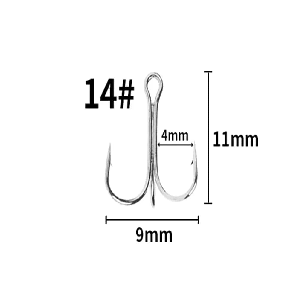 China China 14 10Pcs  Fishing Hooks Fishing Tackle Carbon Steel Barbed Sharp Triple Fishhook Sea Accessories With Feather