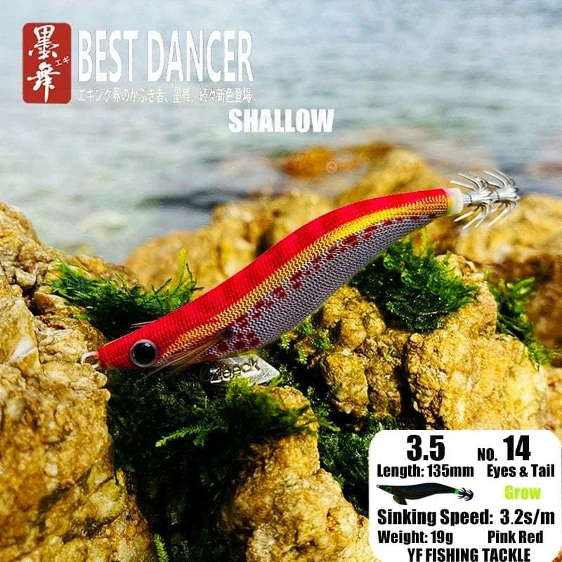 China China 14 19GRAM SHALLOW / 135mm / CHINA FUKUSHIMA 3.5 SQUID JIGS EGI LURE FISHING WOOD SHRIMP BAIT CUTTLEFISH OCTOPUS GLOW SOUND SHARP HOOKS  SILK SKIN 19GRAMS SHALLOW