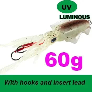 China China 15cm60g 4 SUNMILE Fishing Soft Squid Lure 20g/60g/80g/100g/120g/150g Luminous/UV Squid Jig Fishing Lures For Sea Fishing Wobbler Bait