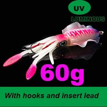 China China 15cm60g 6 SUNMILE Fishing Soft Squid Lure 20g/60g/80g/100g/120g/150g Luminous/UV Squid Jig Fishing Lures For Sea Fishing Wobbler Bait