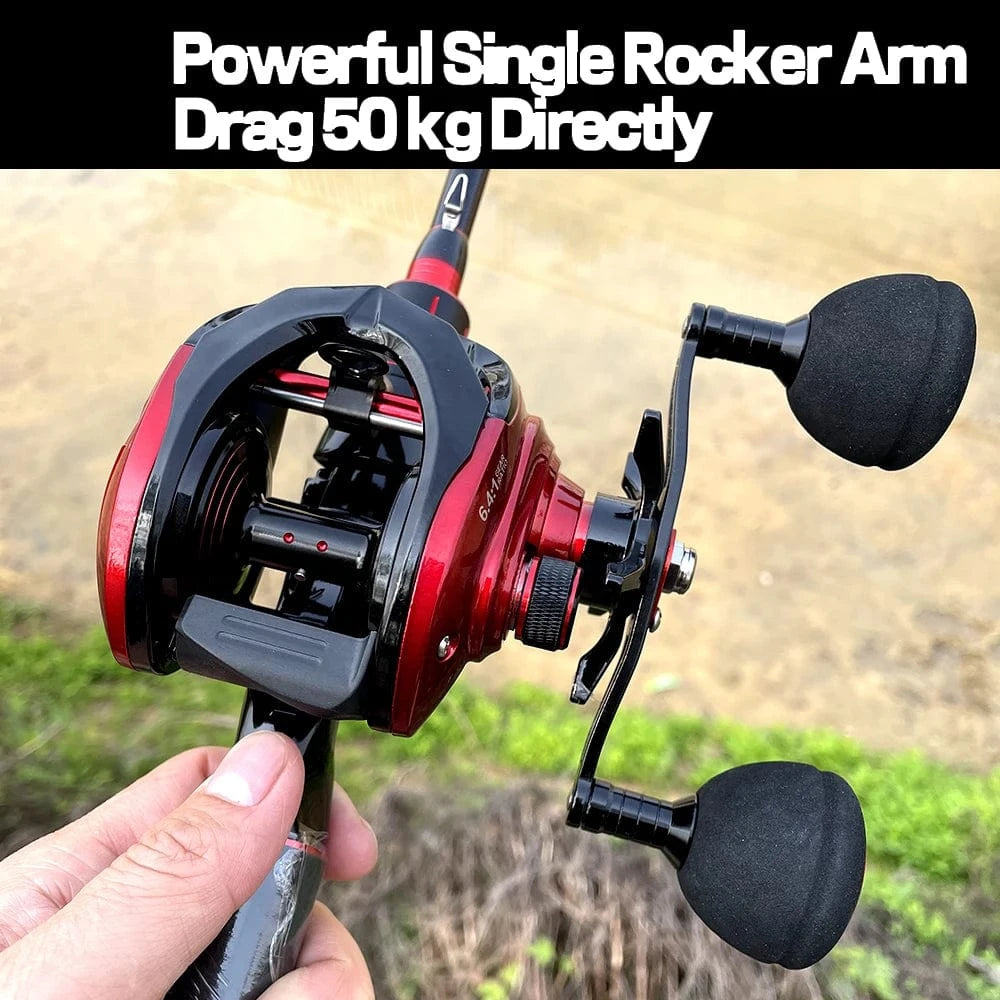 China China 15KG Drag Jig Baitcast Fishing Reel Saltwater Big Game Reel Dual-row Powerful Magnet Carbon Fiber Baitcasting Reels 6.4:1 8+1BB
