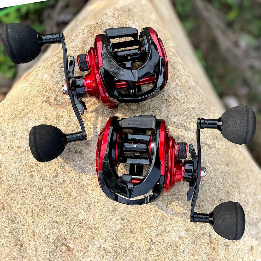 China China 15KG Drag Jig Baitcast Fishing Reel Saltwater Big Game Reel Dual-row Powerful Magnet Carbon Fiber Baitcasting Reels 6.4:1 8+1BB