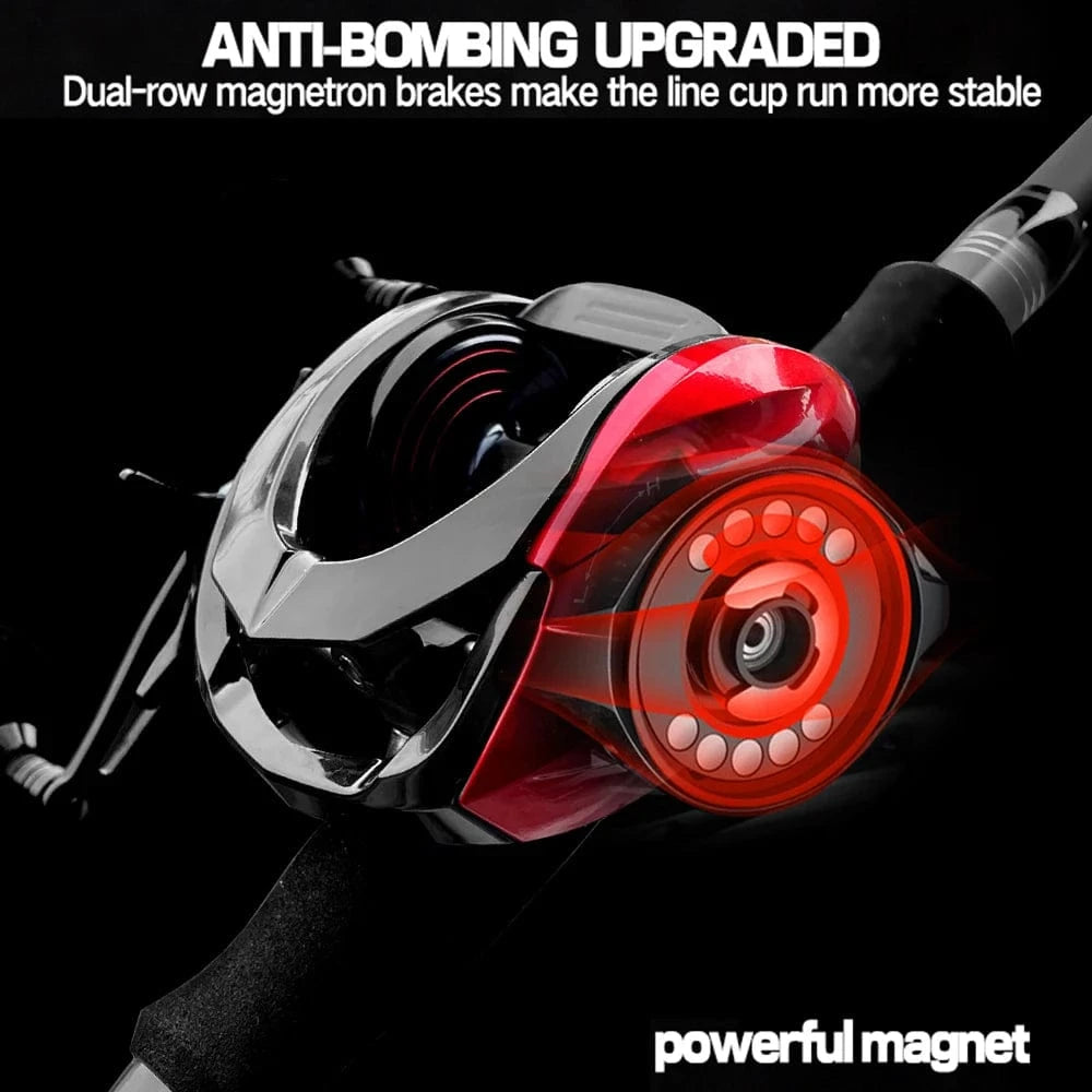 China China 15KG Drag Jig Baitcast Fishing Reel Saltwater Big Game Reel Dual-row Powerful Magnet Carbon Fiber Baitcasting Reels 6.4:1 8+1BB