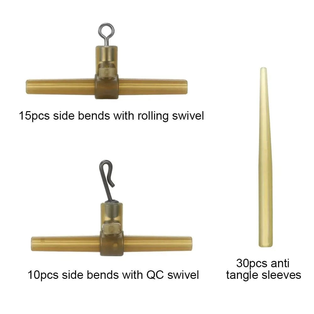 China China 15PCS Side Bends with Rolling Swivel or 10PCS Side Bends with QC Swivel or 30PCS Anti Tangle Sleeves Carp Fishing Accessories