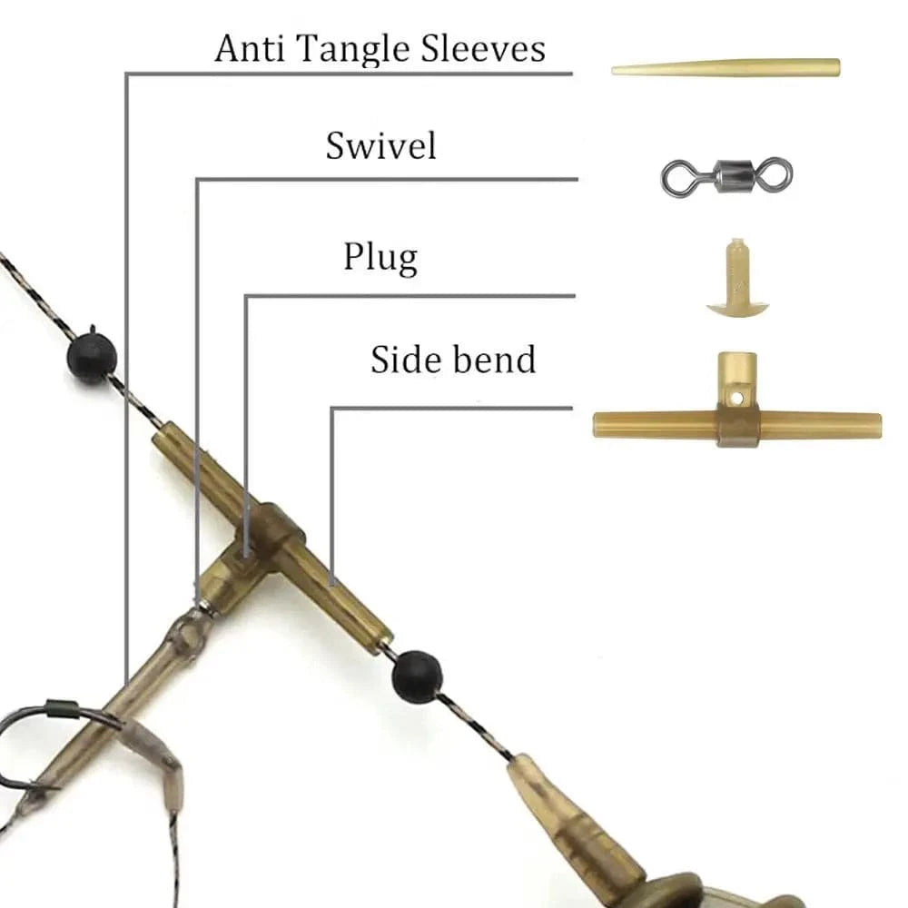 China China 15PCS Side Bends with Rolling Swivel or 10PCS Side Bends with QC Swivel or 30PCS Anti Tangle Sleeves Carp Fishing Accessories