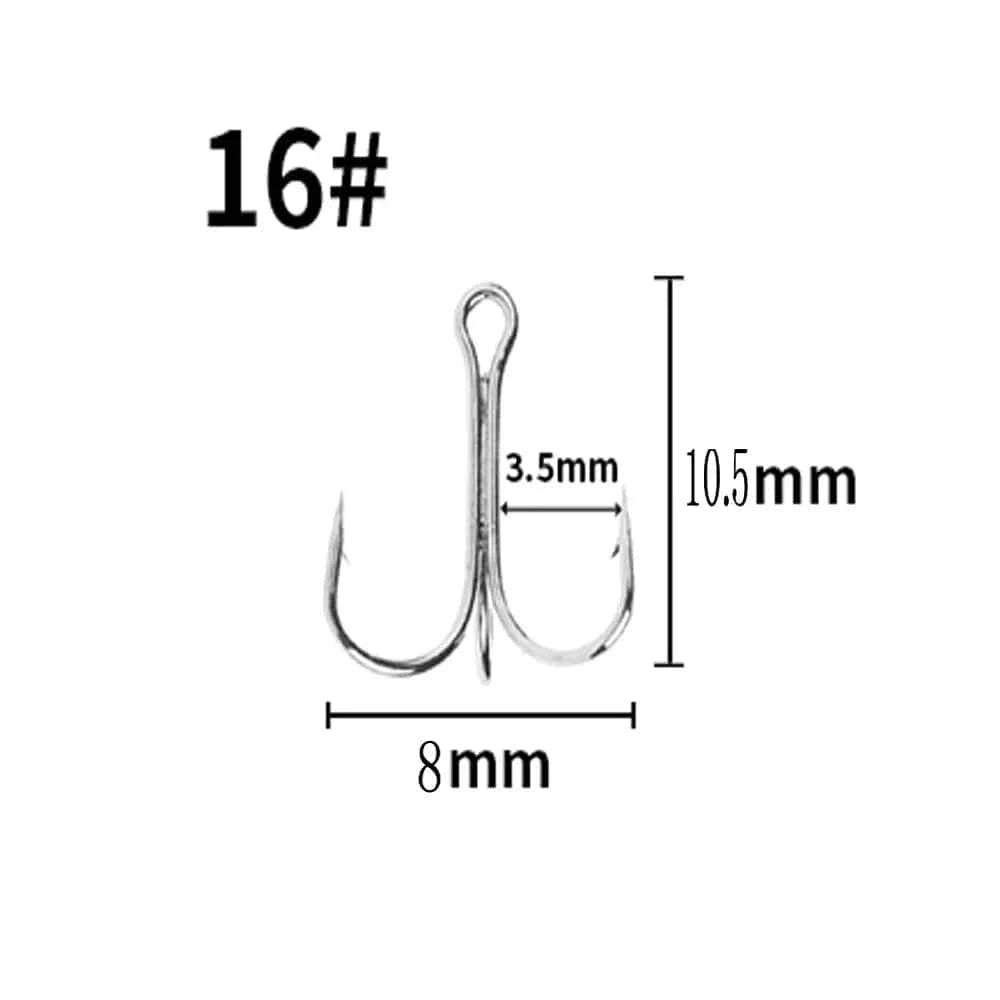 China China 16 10Pcs  Fishing Hooks Fishing Tackle Carbon Steel Barbed Sharp Triple Fishhook Sea Accessories With Feather