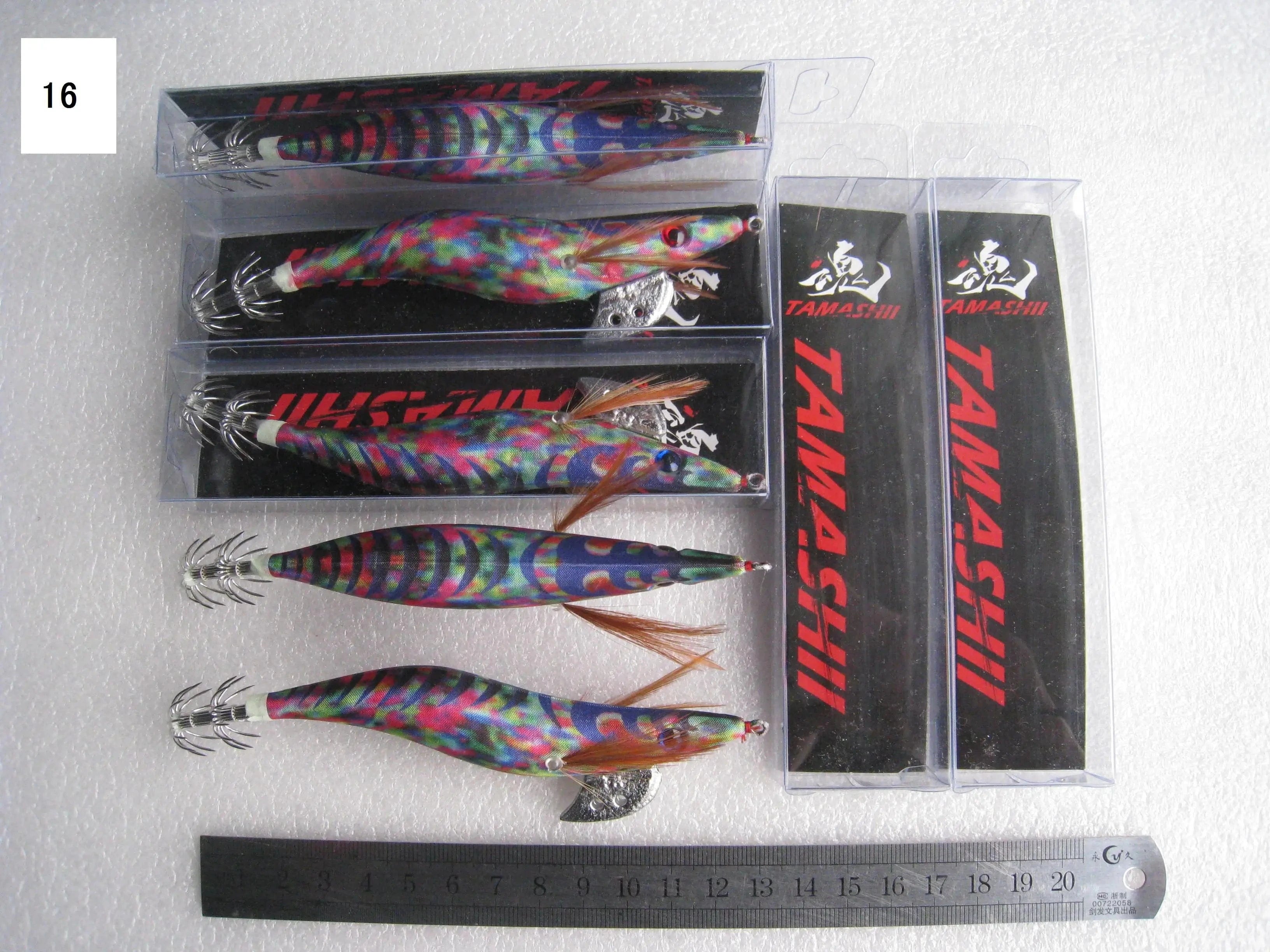 China China 16 / 2.5 20pcs 3.5#   squid jigs  (13.5cm  20g)squid hook fishing lure ,jig bait, wood shrimp.fishingtackle .