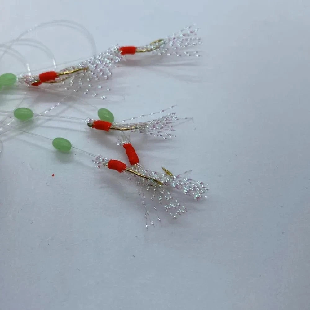 China China 1Park/5pcs Lunker Sabiki Rigs  Hooks Saltwater Fishing Lures Luminous Glow Flash Fishskin Sea Bait Mackerel Pesca Tackle