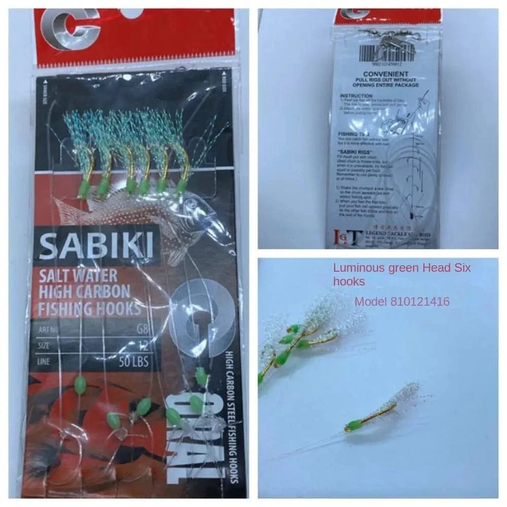 China China 1Park/5pcs Lunker Sabiki Rigs  Hooks Saltwater Fishing Lures Luminous Glow Flash Fishskin Sea Bait Mackerel Pesca Tackle