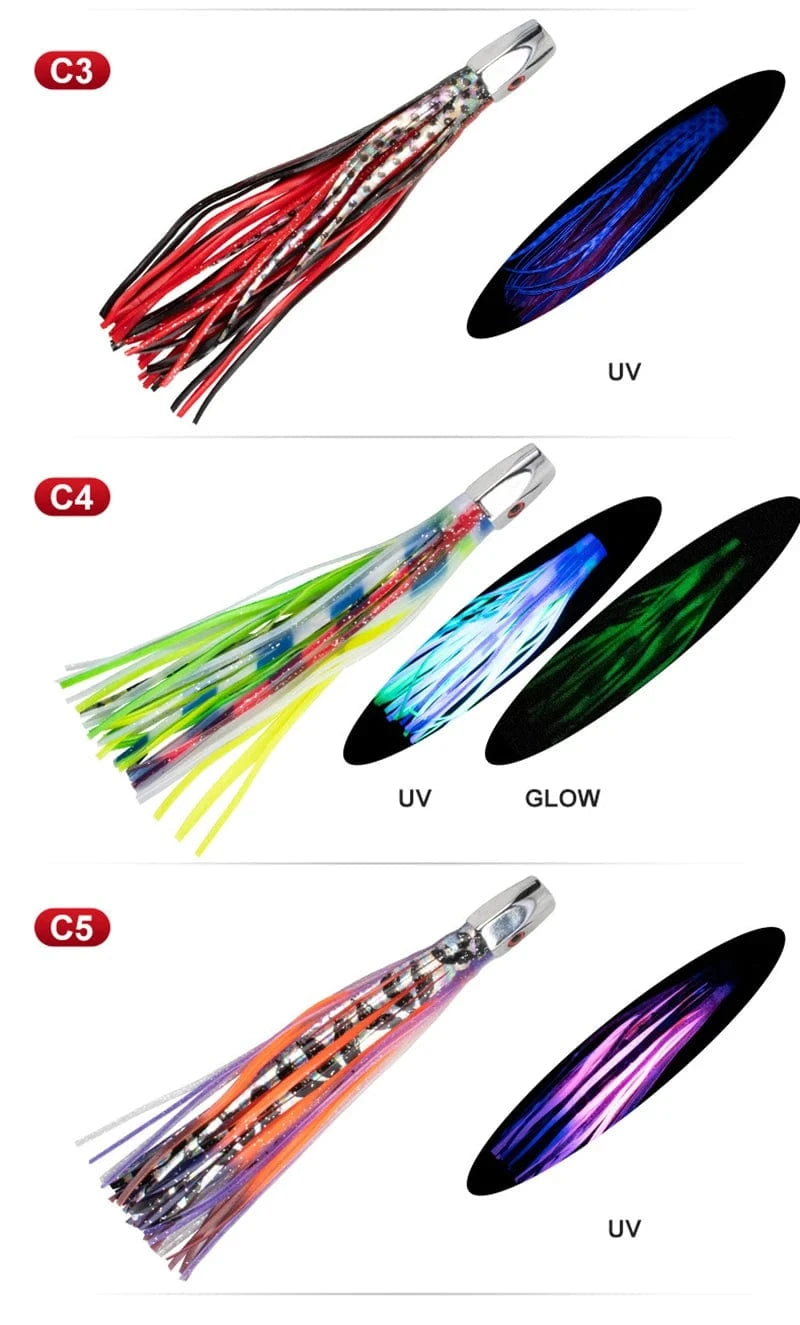 China China 1pc 20.5cm 76g Trolling Lure Bait Copper Head Octopus Squid Skirt Bait Big Game Drag Fishing Marlin Tuna Pesca Hard Bait