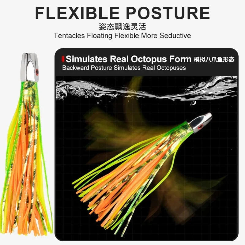 China China 1pc 20.5cm 76g Trolling Lure Bait Copper Head Octopus Squid Skirt Bait Big Game Drag Fishing Marlin Tuna Pesca Hard Bait