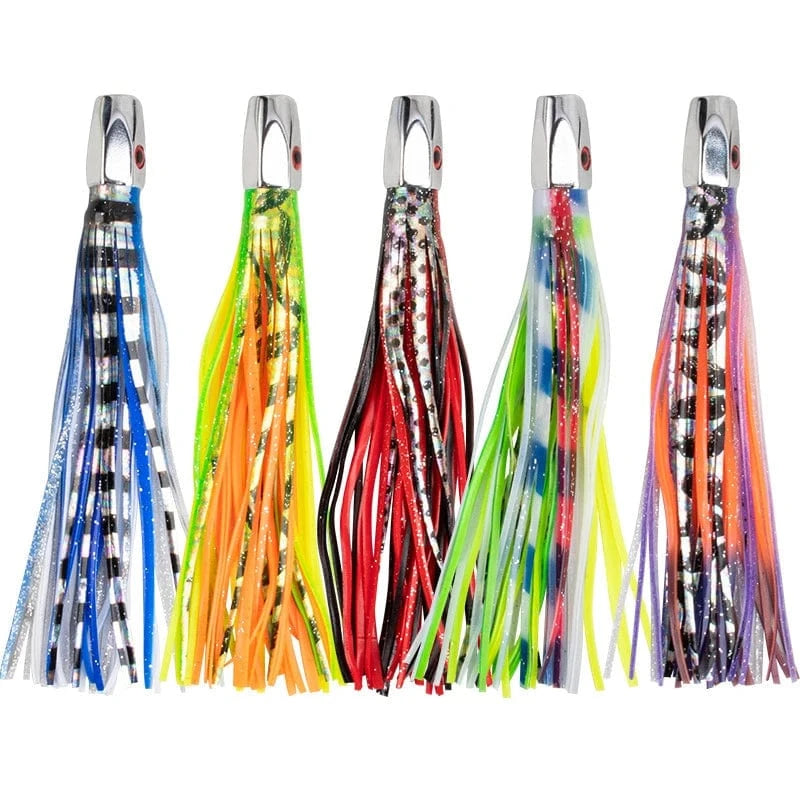 China China 1pc 20.5cm 76g Trolling Lure Bait Copper Head Octopus Squid Skirt Bait Big Game Drag Fishing Marlin Tuna Pesca Hard Bait