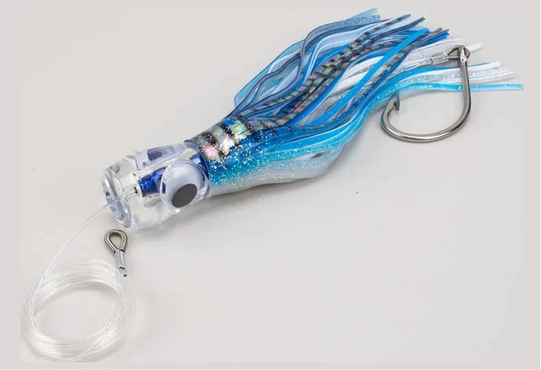 China China 1pc 23cm 130g UV Trolling Lure Bait Resin Head Head Octopus Squid Skirt Bait Big Game Drag Fishing Marlin Tuna Pesca Hard Bait